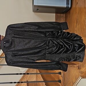 tobi long sleeve dresses Tobie Long-Sleeve Satin Mini Shirtdress by Exquise